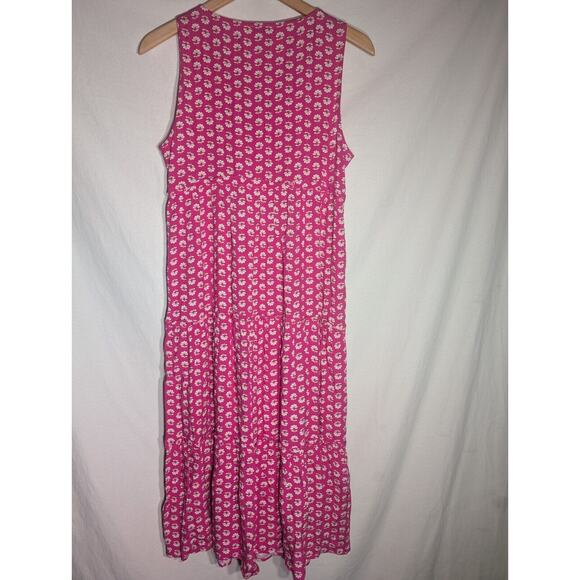 J. Crew Women's Pink Floral Print Tiered Maxi Swing Dress Size 6 V neck ruffle - Picture 7 of 7